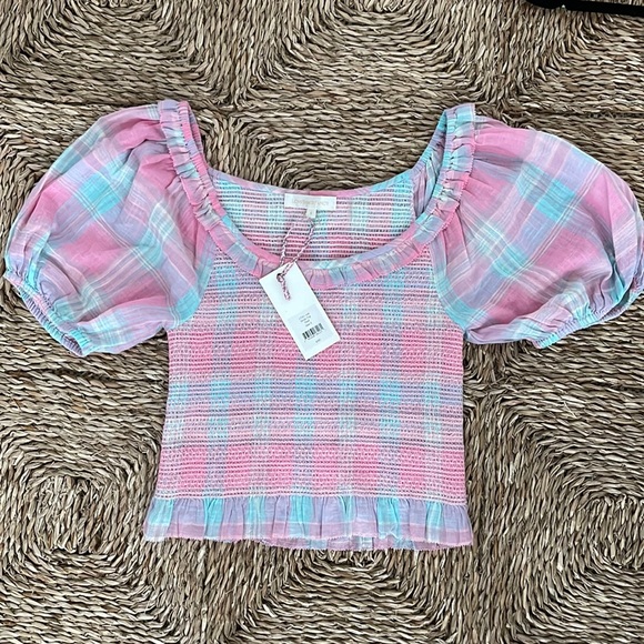 LoveShackFancy Molly smocked plaid top - Picture 1 of 4